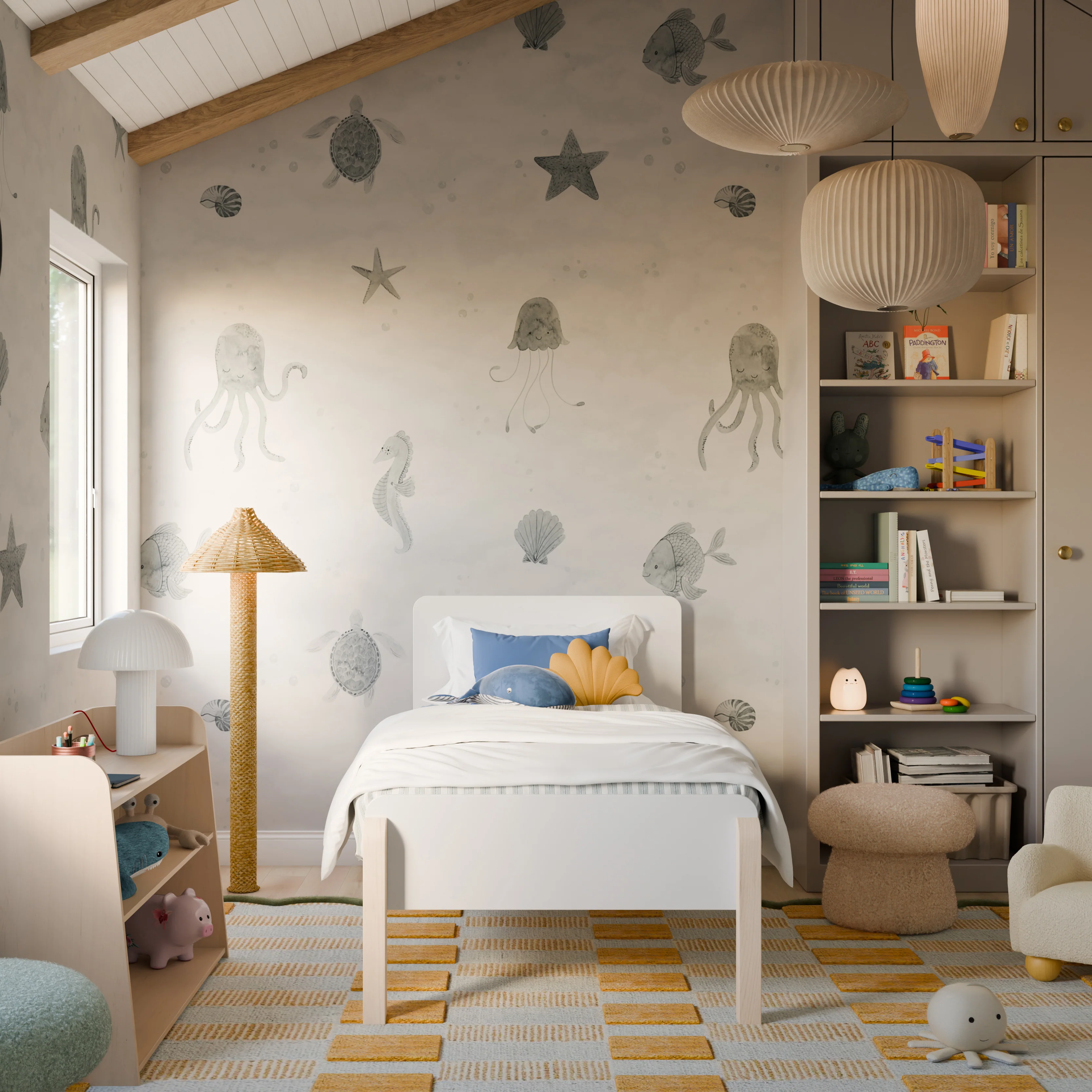 Blkids TipToe Twin Bed in White and Washed Natural - Image 4