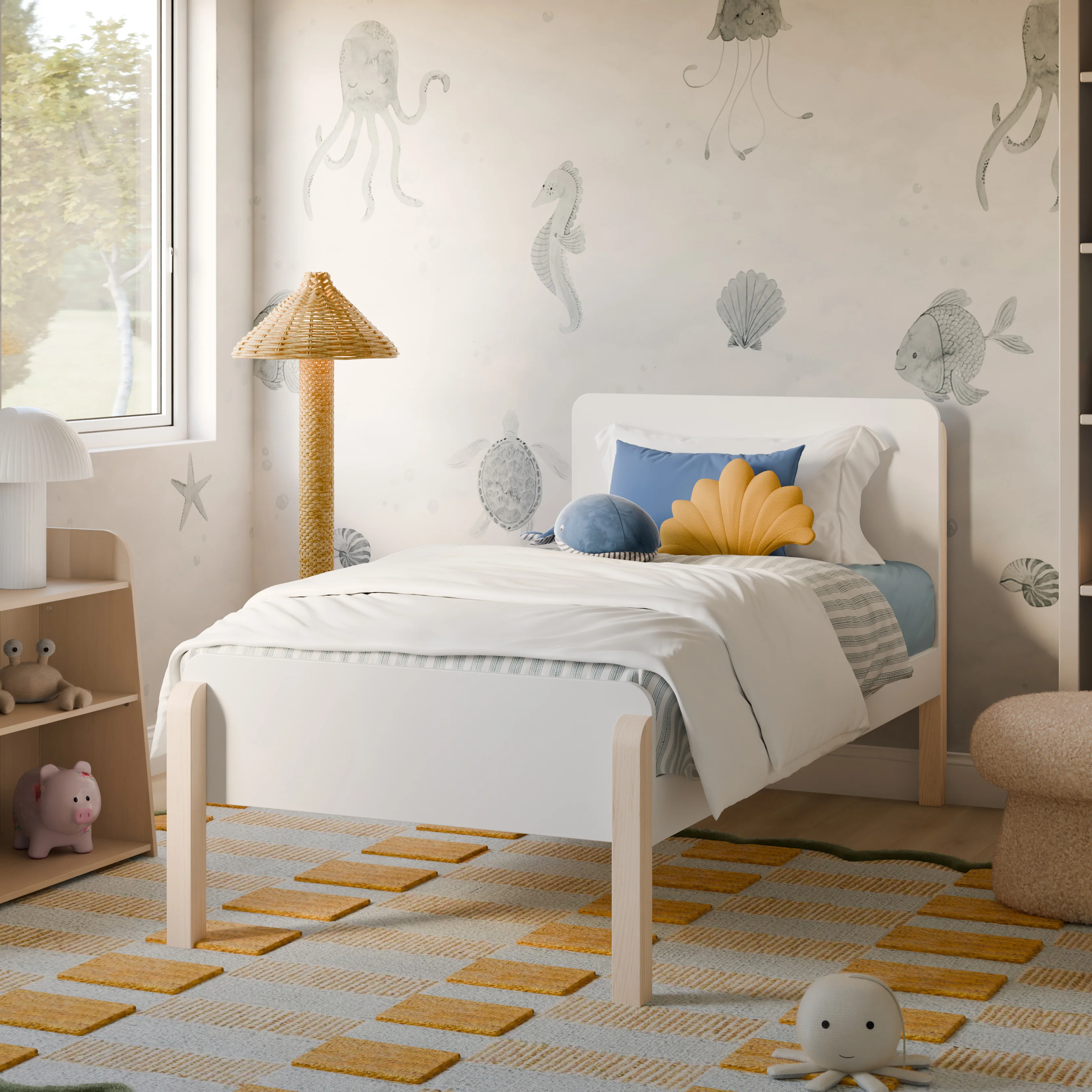 Blkids TipToe Twin Bed in White and Washed Natural - Image 5