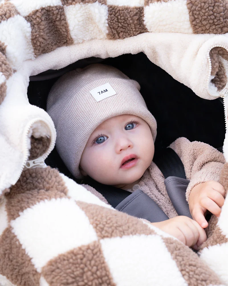 7AM Car Seat Cocoon Checker Berber 0-12M - Image 11