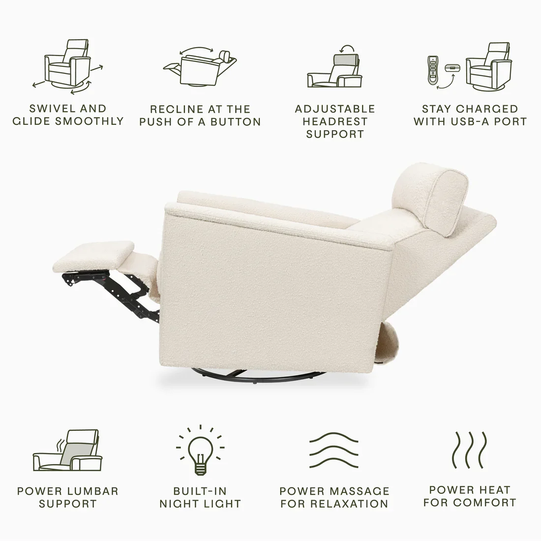 Monogram Willa Deluxe Power Glider Recliner w/Heat&Massage i - Image 29