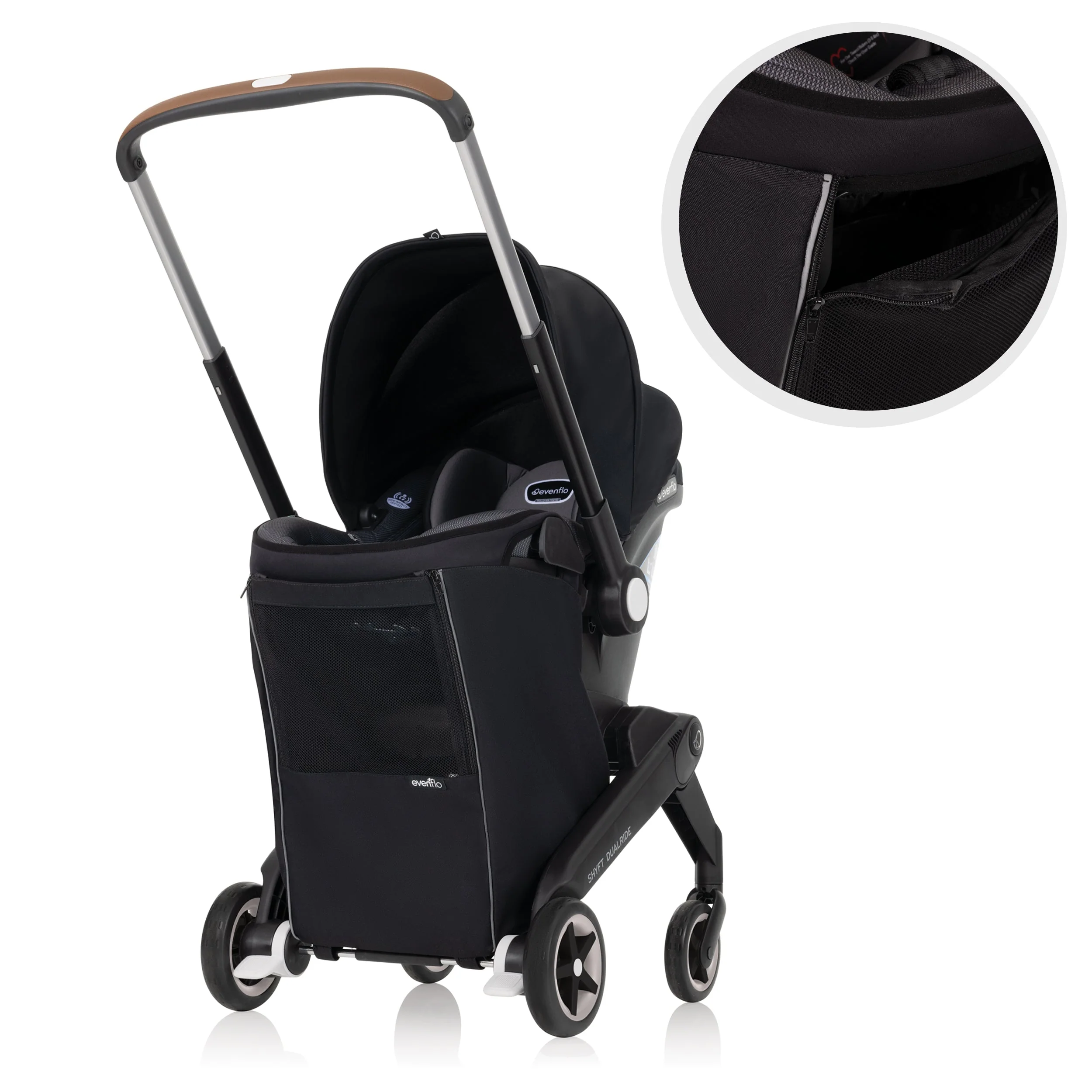 Evenflo Shyft DualRide Infant Car Seat Stroller Combo with Carryall Storage - Image 4