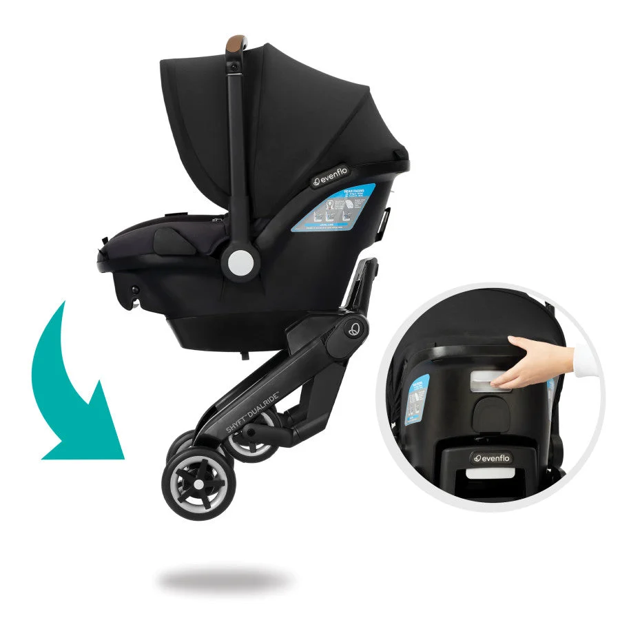 Evenflo Shyft DualRide Infant Car Seat Stroller Combo with Carryall Storage - Image 45