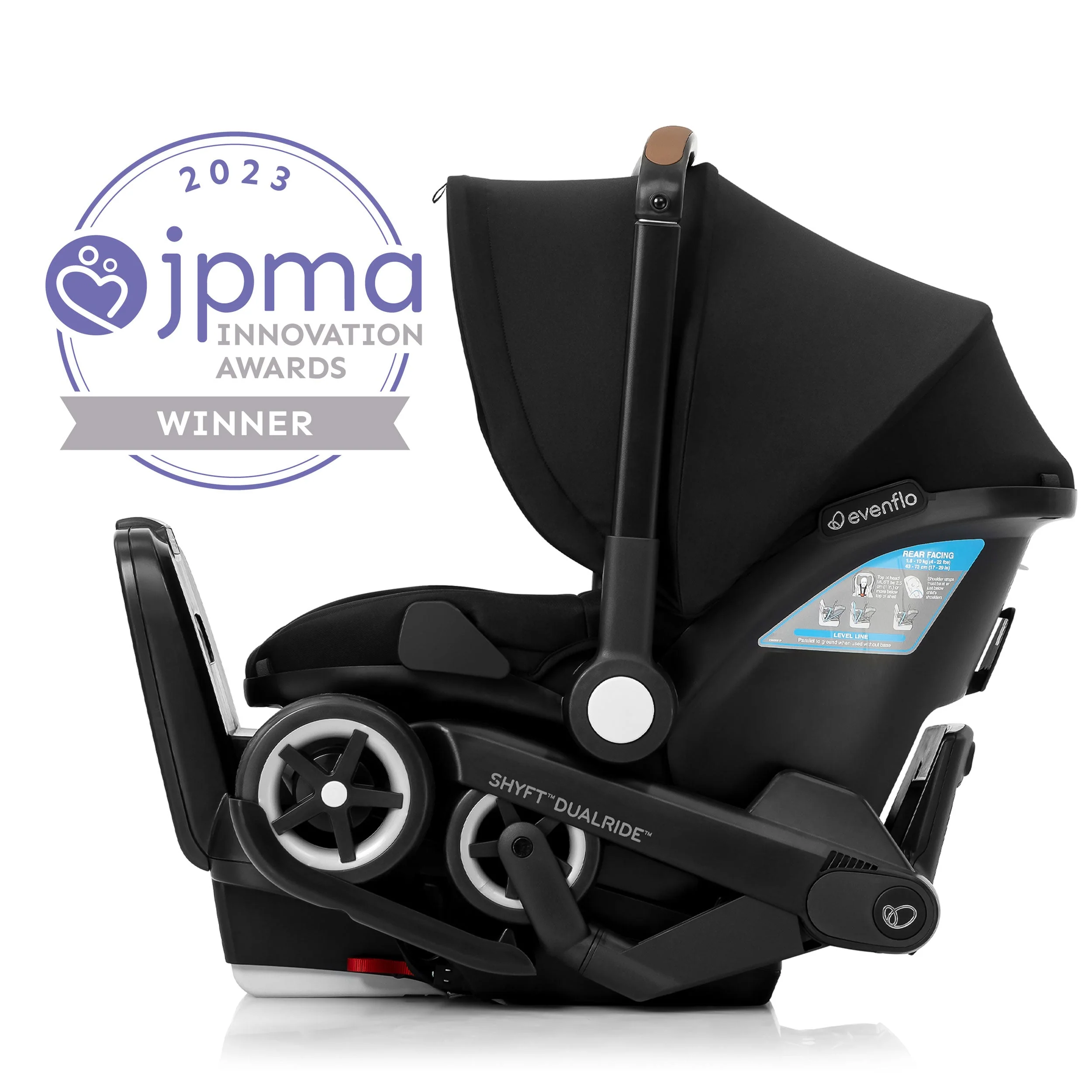 Evenflo Shyft DualRide Infant Car Seat Stroller Combo with Carryall Storage - Image 53