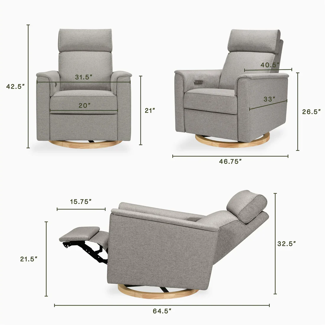 Monogram Willa Plus Power Glider Recliner w/ Power Headrest - Image 27